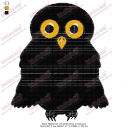 Black Halloween Owl Embroidery Design
